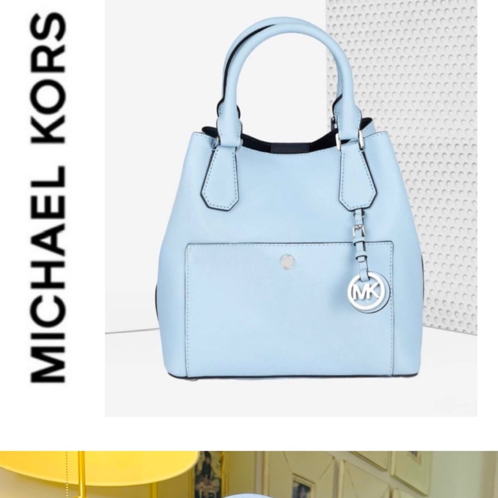 Michael Kors Saffiano Leather Greenwich Bag Powder Blue